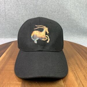 Capricorn Zodiac Hat Cap Strap Back Mens One Sz Baseball Graphic Astrology Black